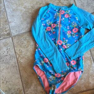 NWOT Cat & Jack Kids Swim Rashguard - Blue and Pink Floral